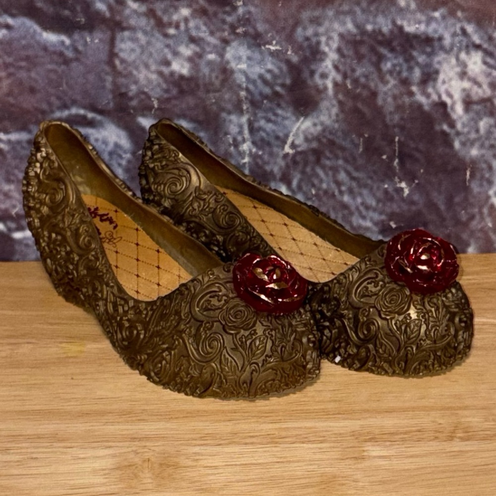 Disney Princess Belle Costume Shoes Girl's Sz 11/12 Beauty And The Beast Wedge